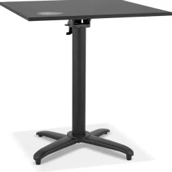 ALTEREGO Table de terrasse pliable 'NOCTALI' carrée noire New