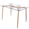 3S. x Home Table en Verre Pieds Métal Effet Bois 75X115cm Hot