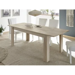 3S. x Home Table extensible 140cm RUSTICA décor chêne samoa avec rallonge