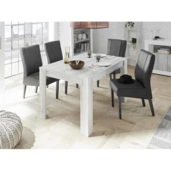 3S. x Home Table extensible 137cm URBINO blanc laqué et décor chene Sale