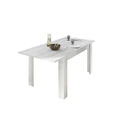 3S. x Home Table extensible 137cm URBINO blanc laqué et décor chene Sale