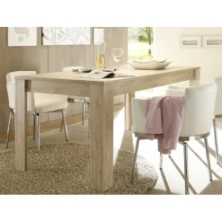 3S. x Home Table extensible, pieds en bois, allonge inclus PALMA Discount