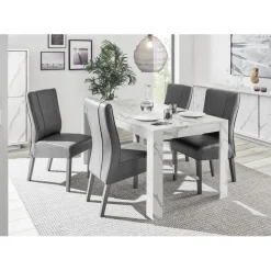 3S. x Home Table extensible 180x90cm CARRARA décor marbre blanc