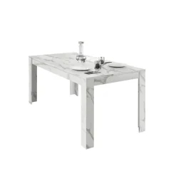 3S. x Home Table extensible 180x90cm CARRARA décor marbre blanc