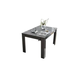 3S. x Home Table extensible 137x90cm PRISMA laqué anthracite brillant Discount