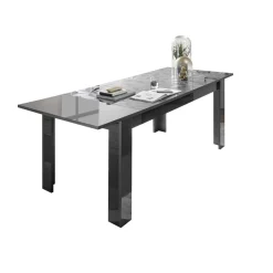 3S. x Home Table extensible 137x90cm PRISMA laqué anthracite brillant Discount