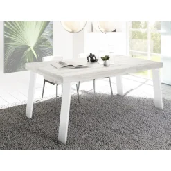 3S. x Home Table fixe PALMA avec pieds en fer chene pino blanc Best