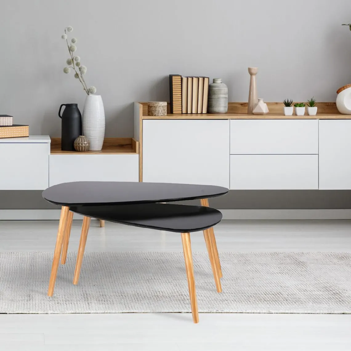 3S. x Home Table Gigogne Bois Galet Noir Sale