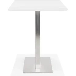 ALTEREGO Table haute design blanche avec pied en métal brossé Hot