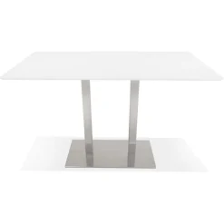 ALTEREGO Table haute design blanche avec pied en métal brossé Hot