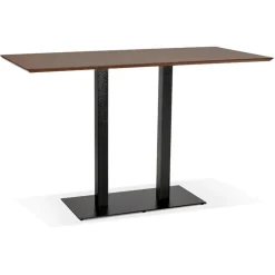 ALTEREGO Table haute design en bois finition Noyer avec pied en métal noir Online
