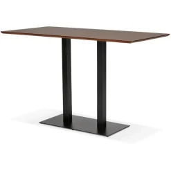 ALTEREGO Table haute design en bois finition Noyer avec pied en métal noir Online
