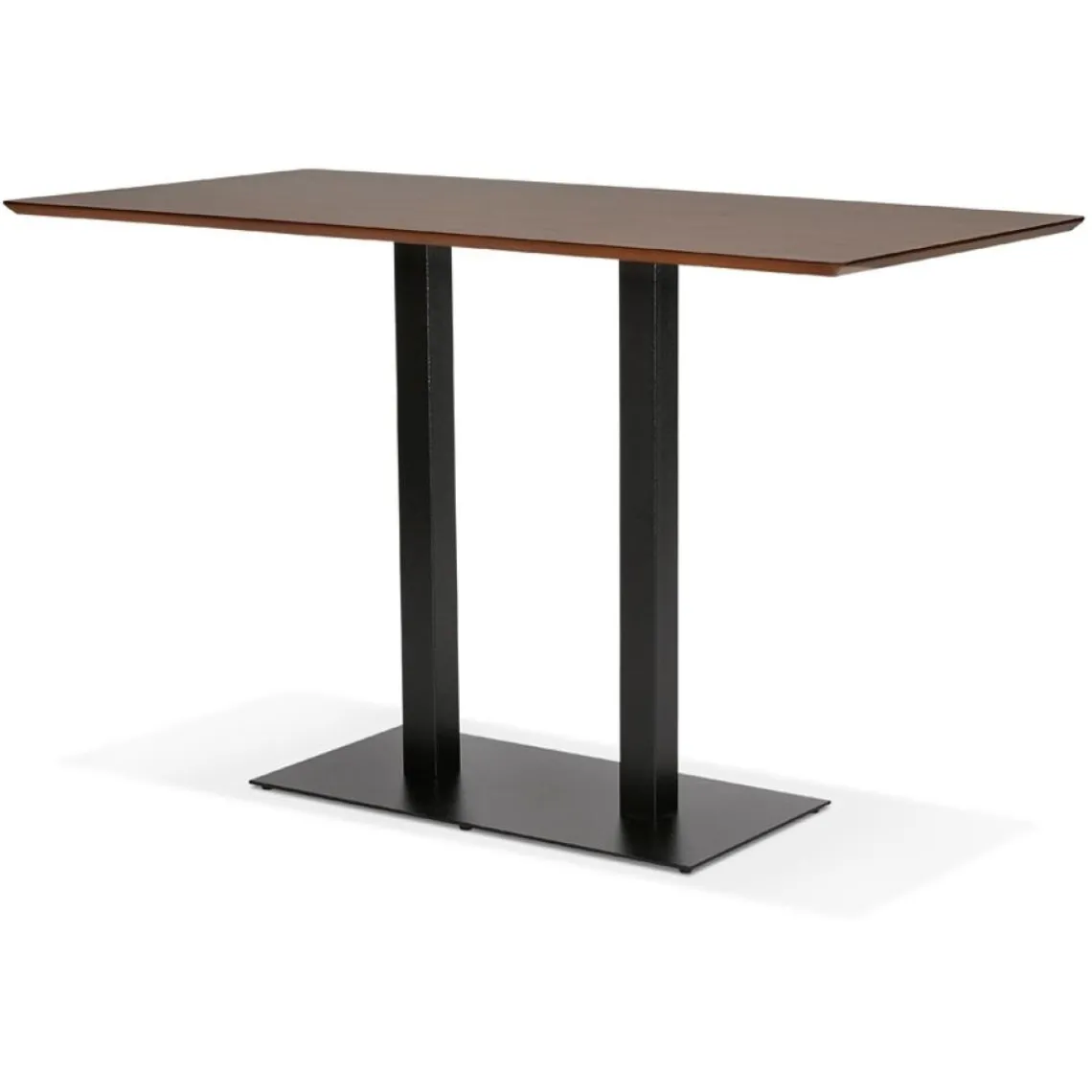 ALTEREGO Table haute design en bois finition Noyer avec pied en métal noir Online