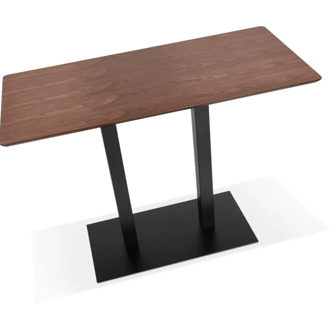 ALTEREGO Table haute design en bois finition Noyer avec pied en métal noir Online