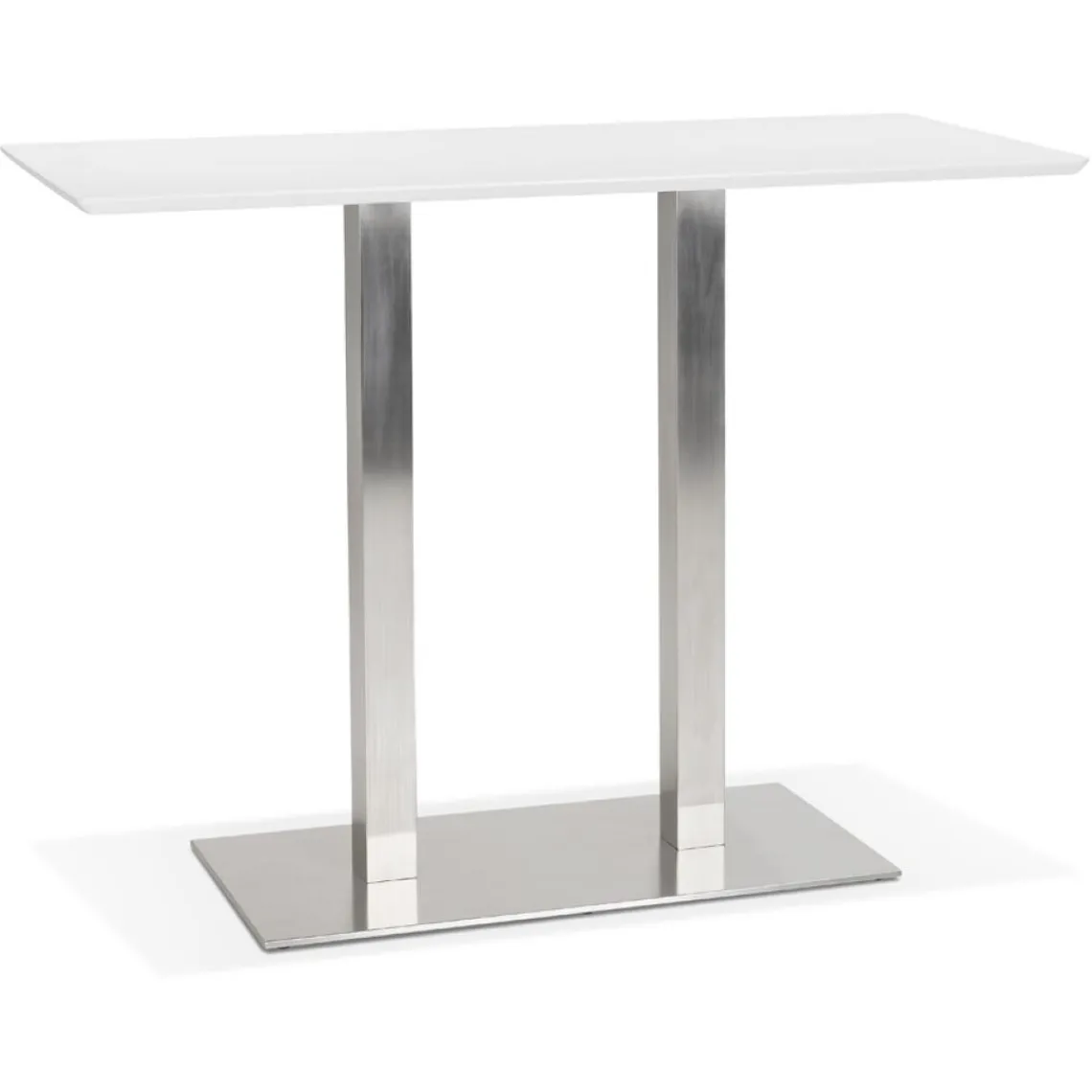 ALTEREGO Table haute design 'MAMBO BAR' blanche avec pied en métal brossé Outlet