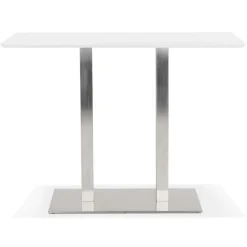 ALTEREGO Table haute design 'MAMBO BAR' blanche avec pied en métal brossé Outlet