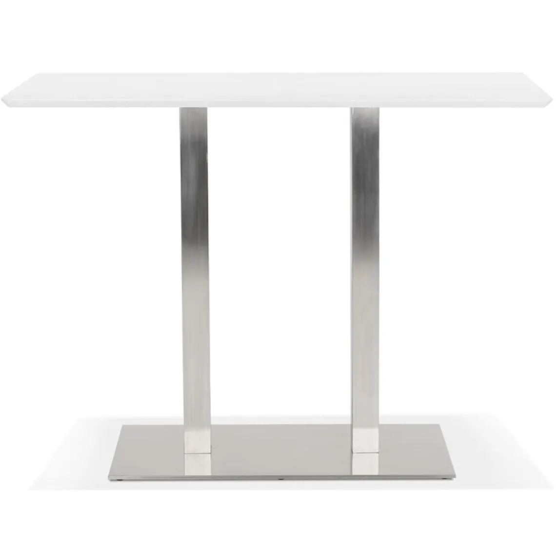 ALTEREGO Table haute design 'MAMBO BAR' blanche avec pied en métal brossé Outlet