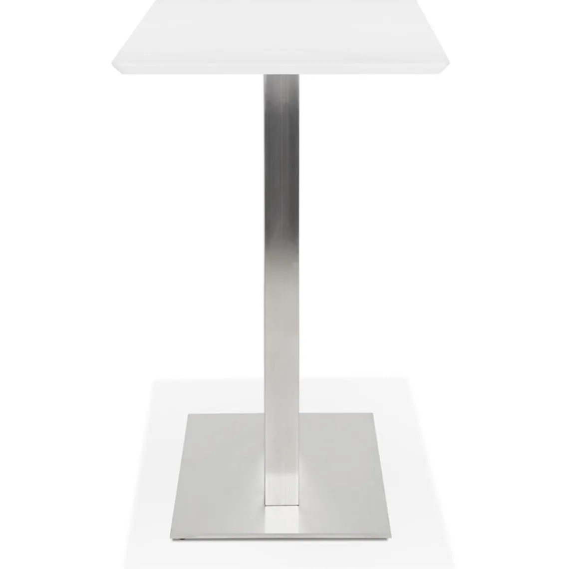 ALTEREGO Table haute design 'MAMBO BAR' blanche avec pied en métal brossé Outlet