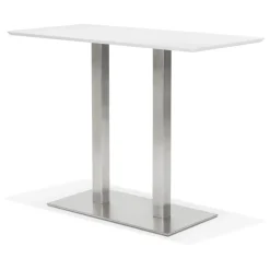 ALTEREGO Table haute design 'MAMBO BAR' blanche avec pied en métal brossé Outlet