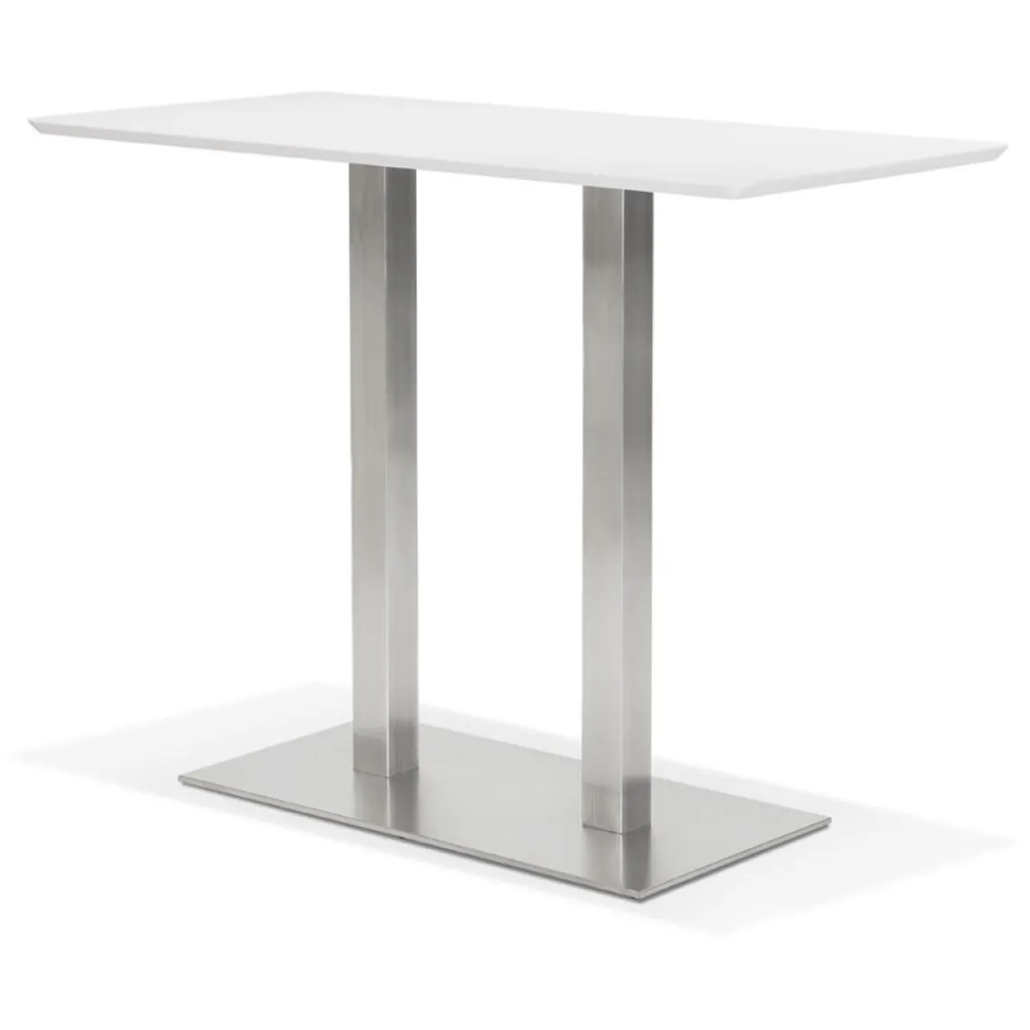 ALTEREGO Table haute design 'MAMBO BAR' blanche avec pied en métal brossé Outlet