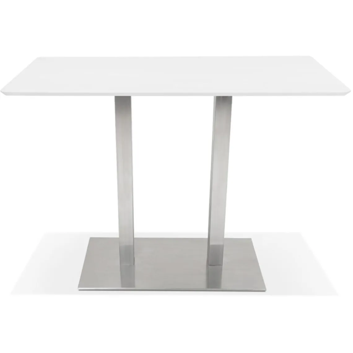 ALTEREGO Table haute design 'MAMBO BAR' blanche avec pied en métal brossé Outlet