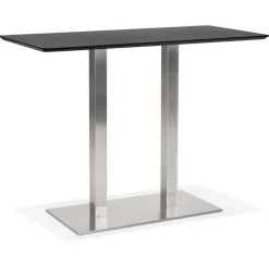 ALTEREGO Table haute design 'MAMBO BAR' noire avec pied en métal brossé Hot
