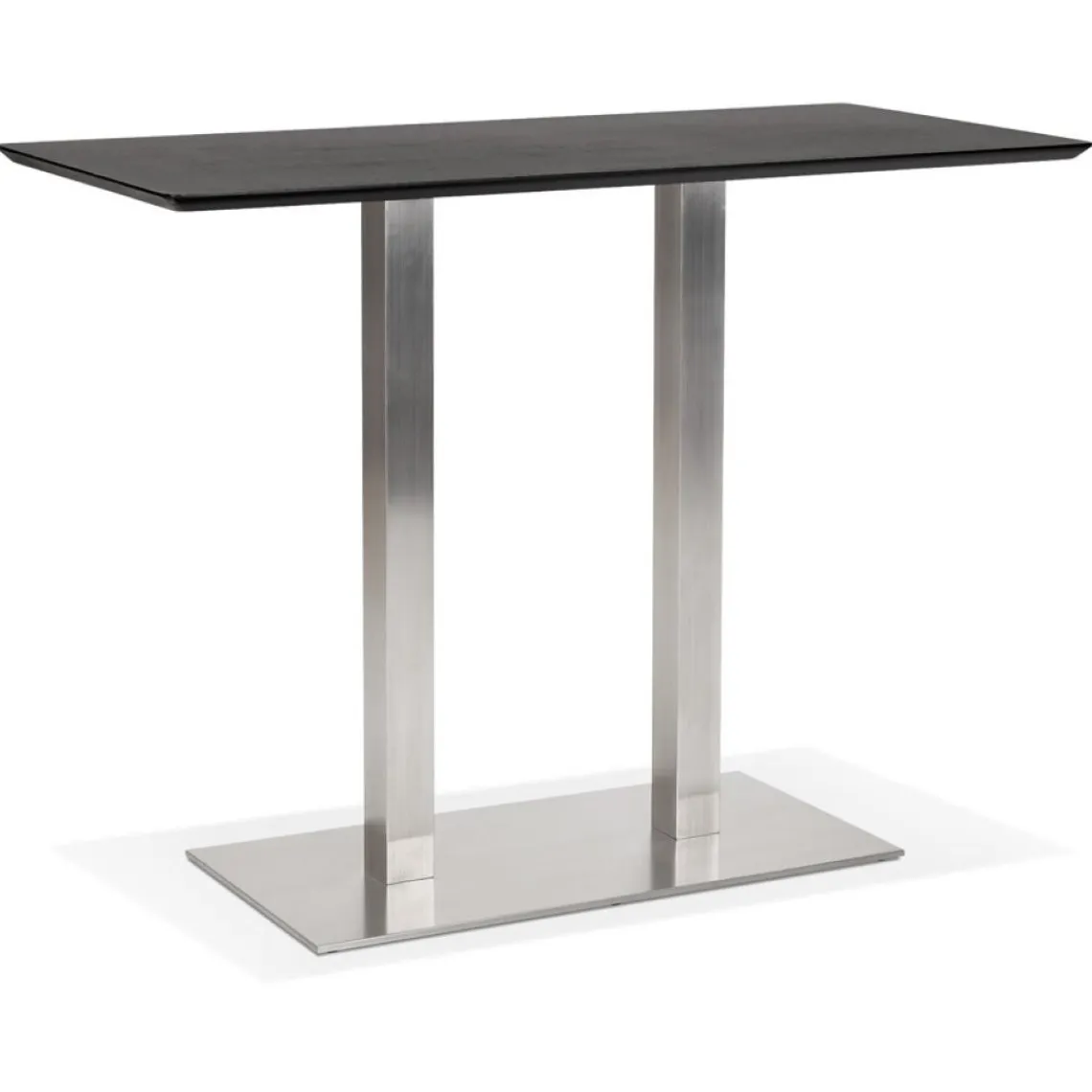 ALTEREGO Table haute design 'MAMBO BAR' noire avec pied en métal brossé Hot