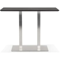 ALTEREGO Table haute design 'MAMBO BAR' noire avec pied en métal brossé Hot