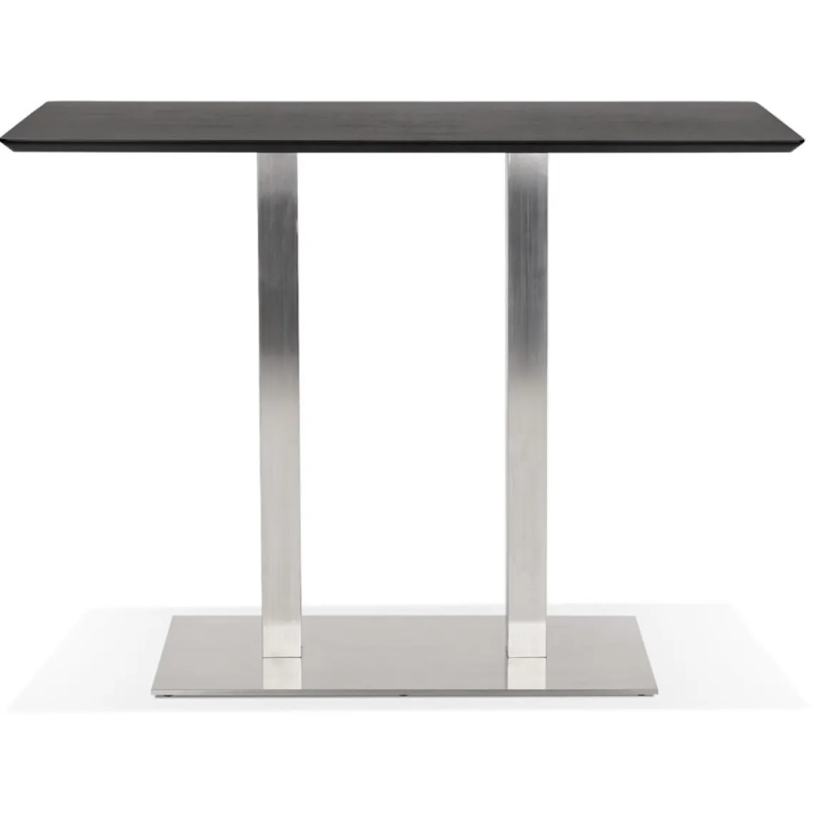 ALTEREGO Table haute design 'MAMBO BAR' noire avec pied en métal brossé Hot