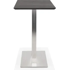 ALTEREGO Table haute design 'MAMBO BAR' noire avec pied en métal brossé Hot