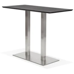 ALTEREGO Table haute design 'MAMBO BAR' noire avec pied en métal brossé Hot