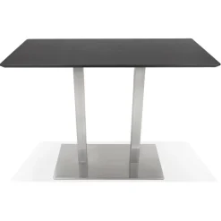 ALTEREGO Table haute design 'MAMBO BAR' noire avec pied en métal brossé Hot