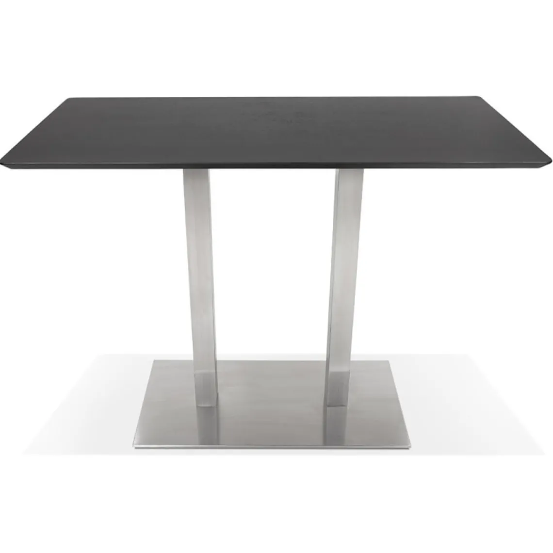 ALTEREGO Table haute design 'MAMBO BAR' noire avec pied en métal brossé Hot