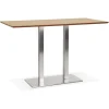 ALTEREGO Table haute design 'MAMBO BAR' en bois naturelle avec pied en métal brossé Clearance