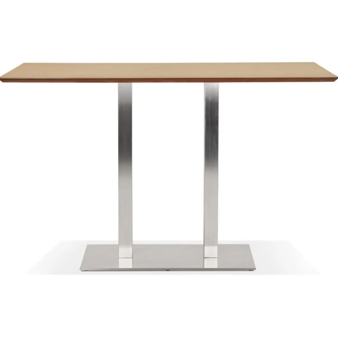 ALTEREGO Table haute design 'MAMBO BAR' en bois naturelle avec pied en métal brossé Clearance