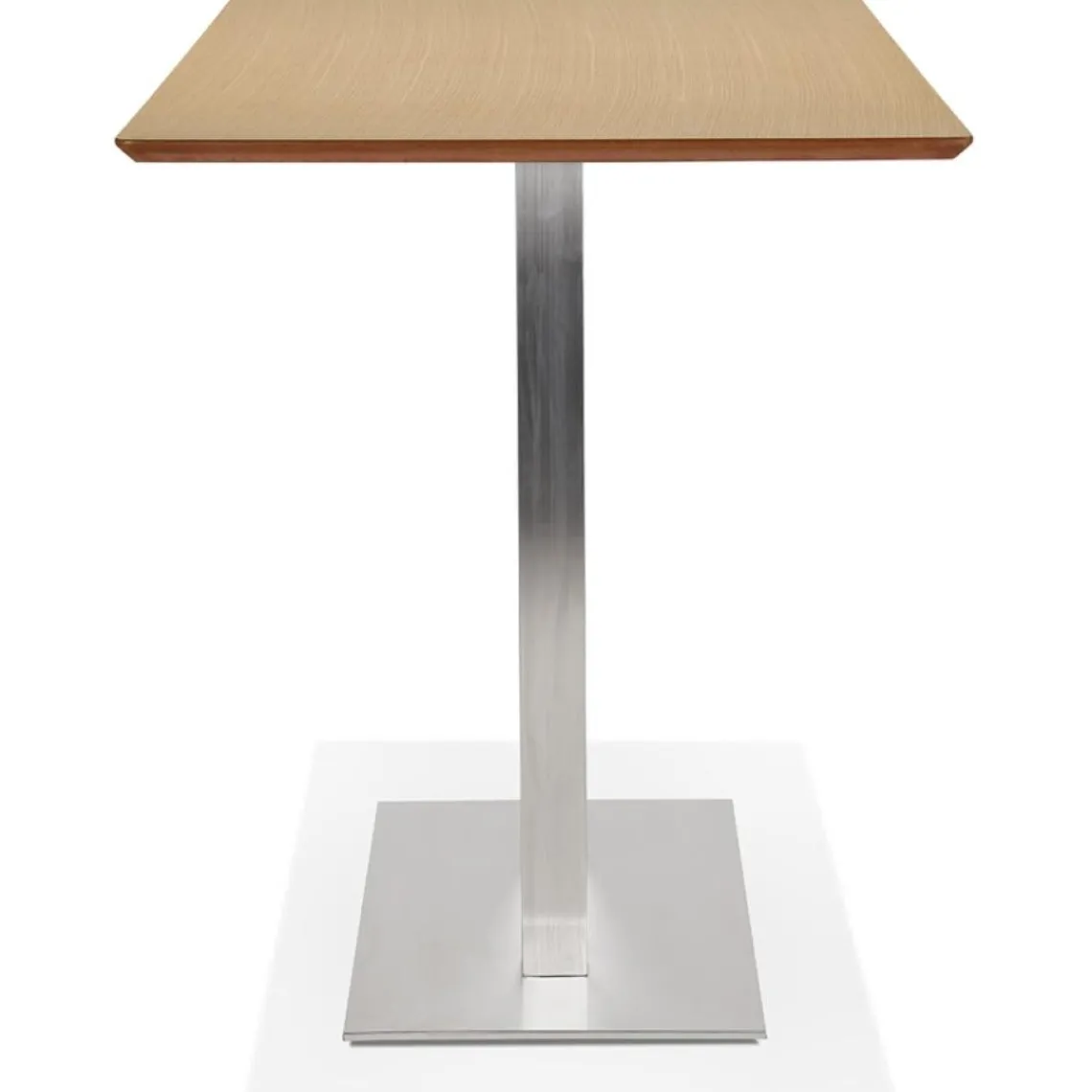 ALTEREGO Table haute design 'MAMBO BAR' en bois naturelle avec pied en métal brossé Clearance