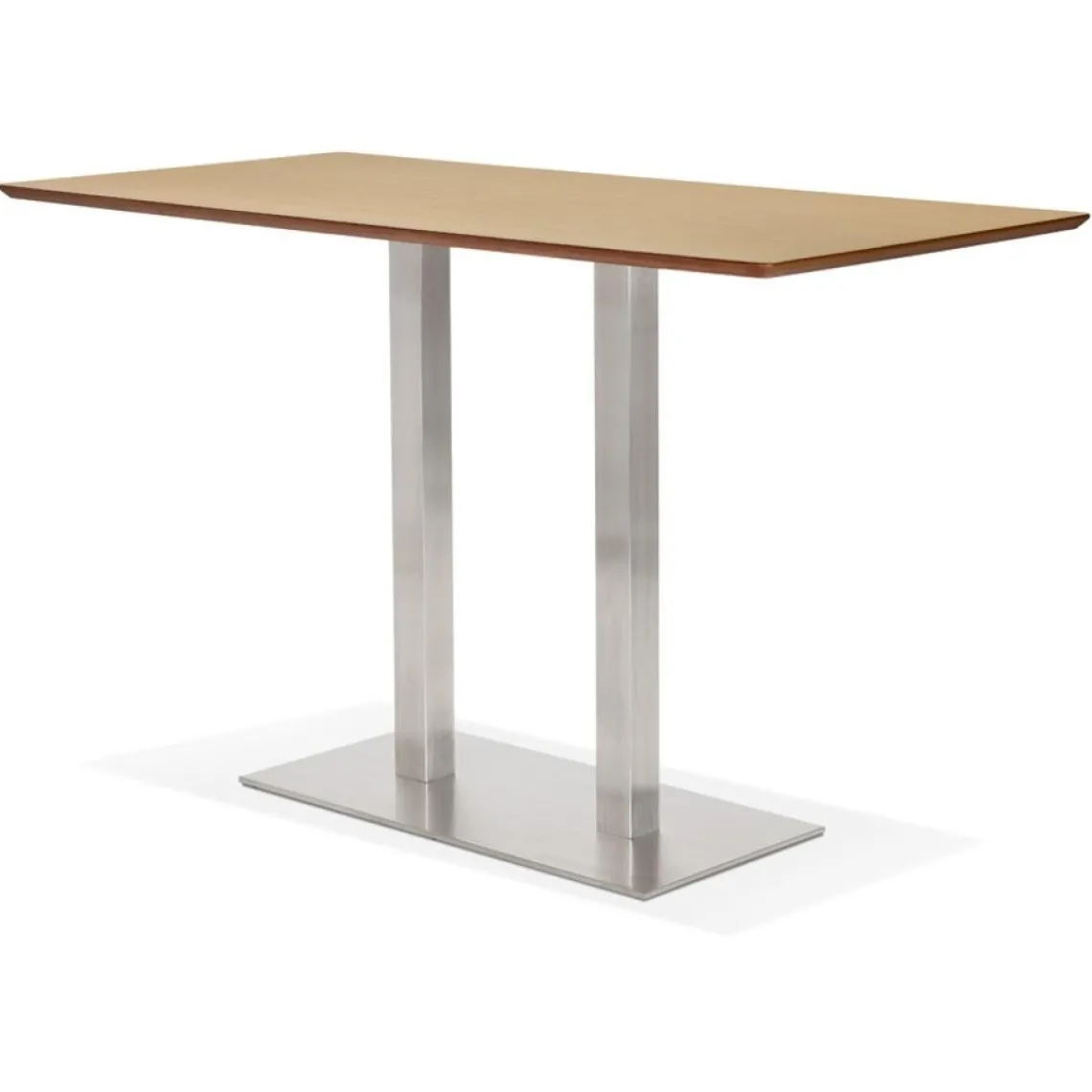 ALTEREGO Table haute design 'MAMBO BAR' en bois naturelle avec pied en métal brossé Clearance