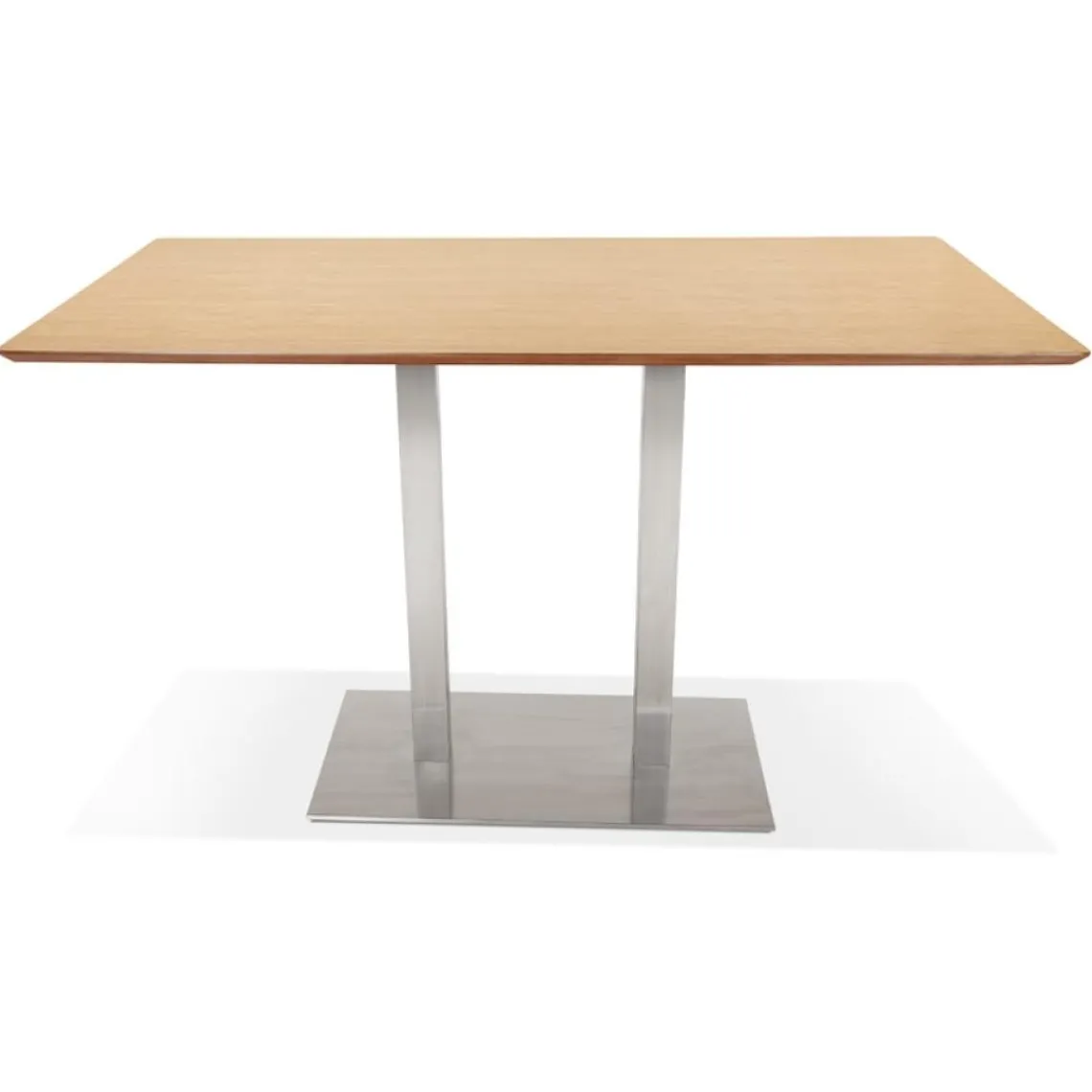 ALTEREGO Table haute design 'MAMBO BAR' en bois naturelle avec pied en métal brossé Clearance