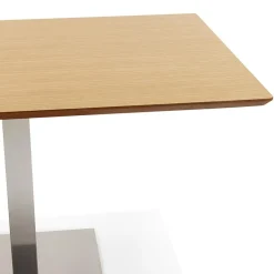 ALTEREGO Table haute design 'MAMBO BAR' en bois naturelle avec pied en métal brossé Clearance