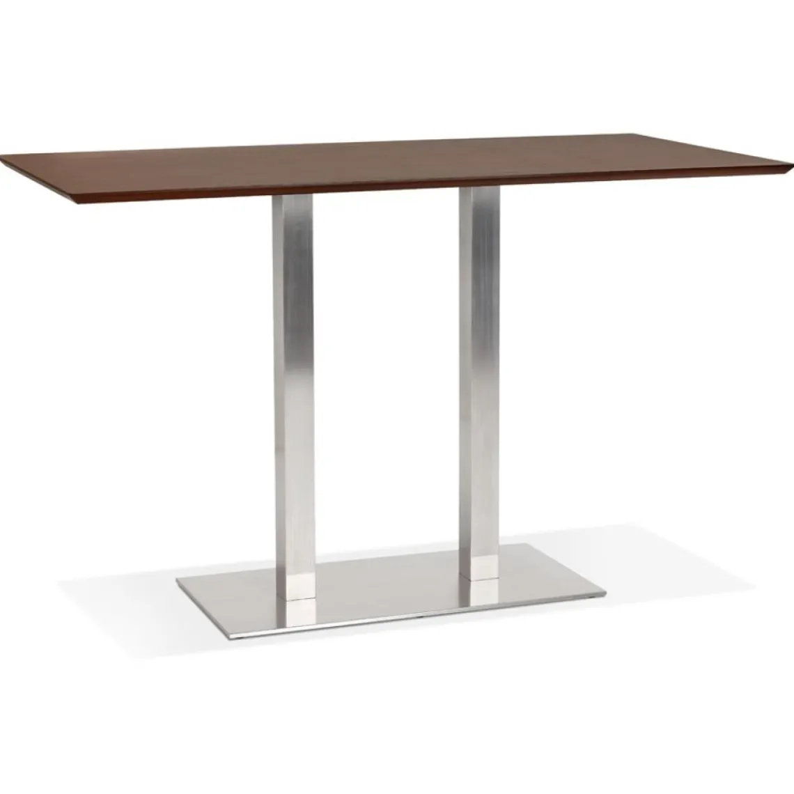 ALTEREGO Table haute design 'MAMBO BAR' en bois finition Noyer avec pied en métal New