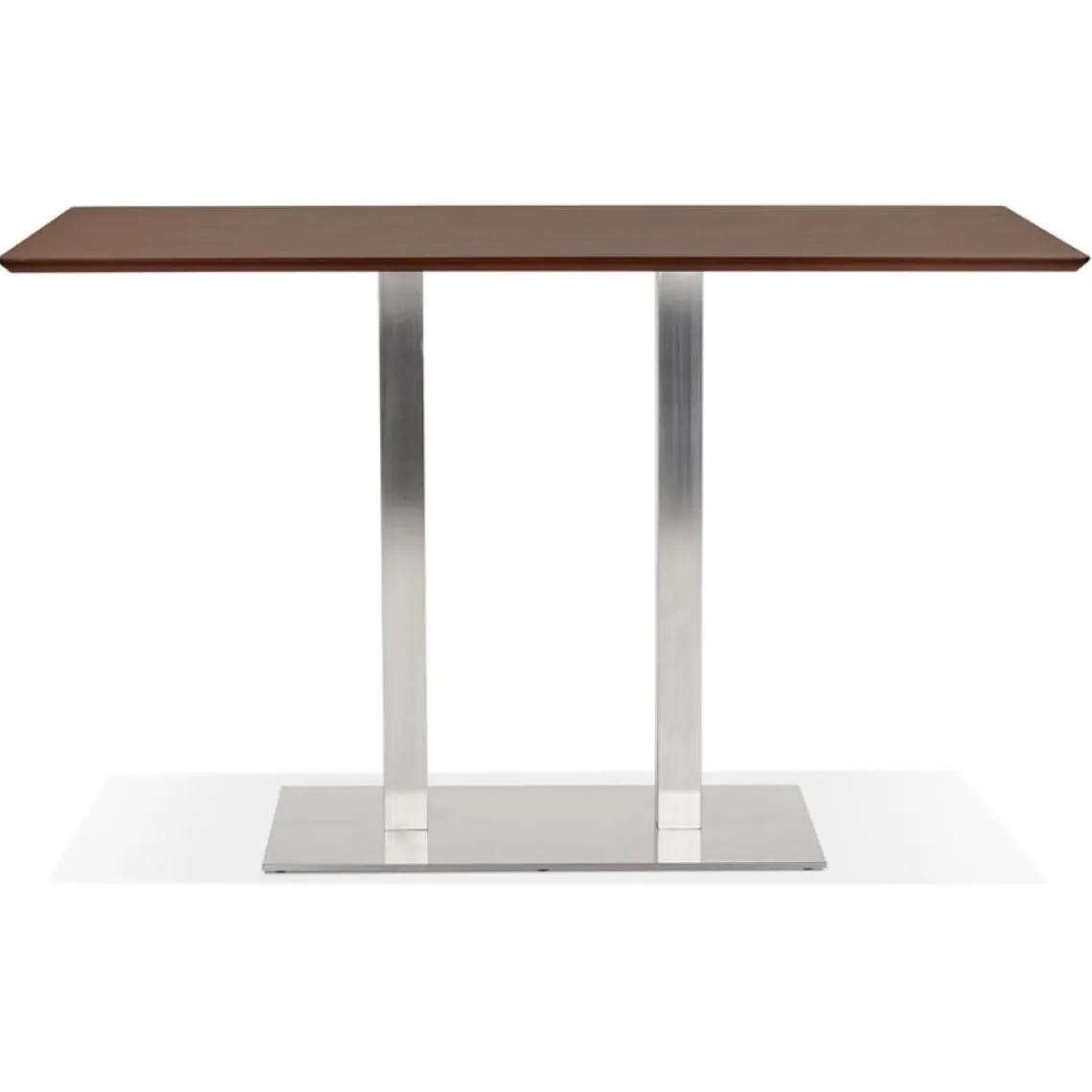 ALTEREGO Table haute design 'MAMBO BAR' en bois finition Noyer avec pied en métal New