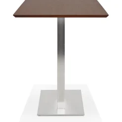 ALTEREGO Table haute design 'MAMBO BAR' en bois finition Noyer avec pied en métal New