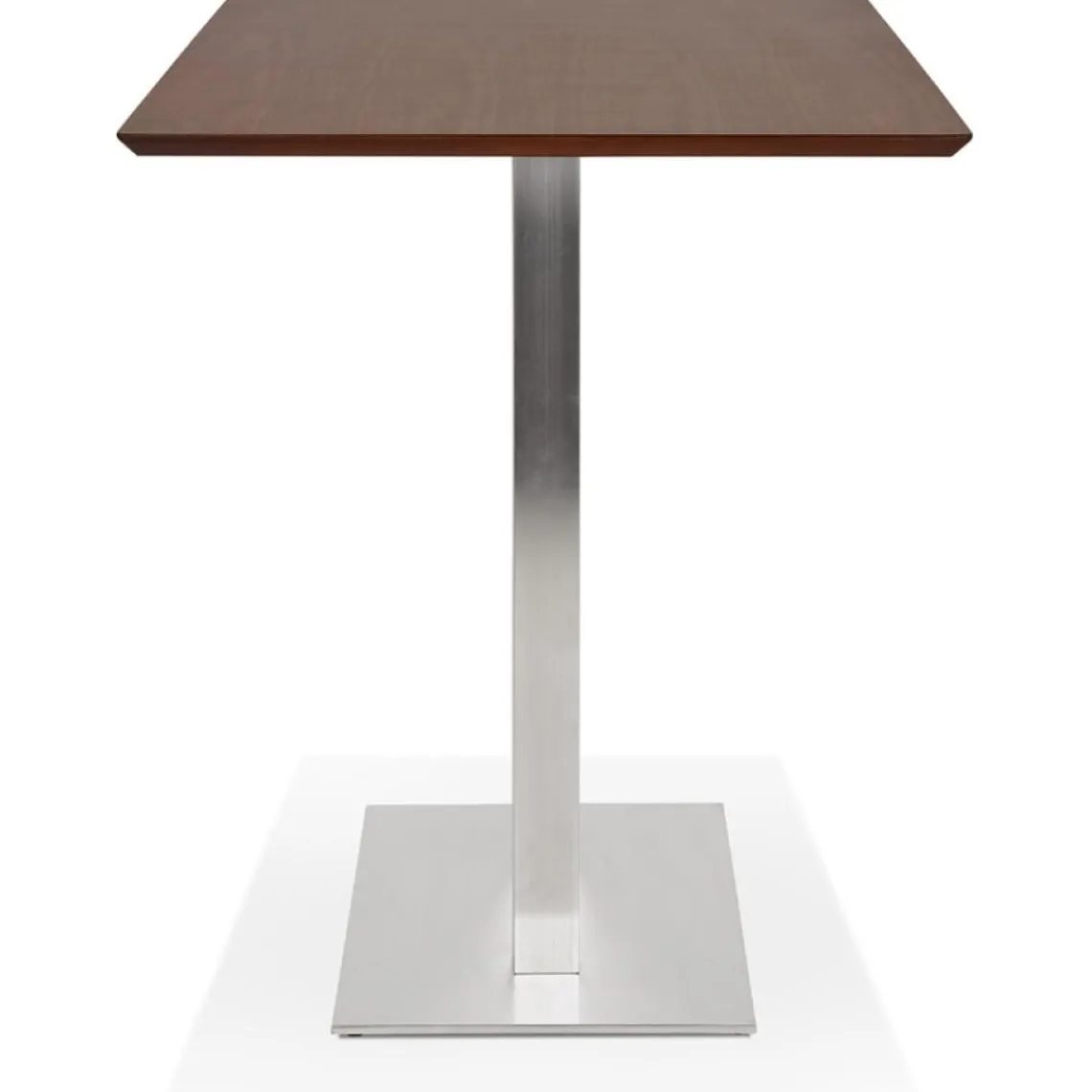 ALTEREGO Table haute design 'MAMBO BAR' en bois finition Noyer avec pied en métal New