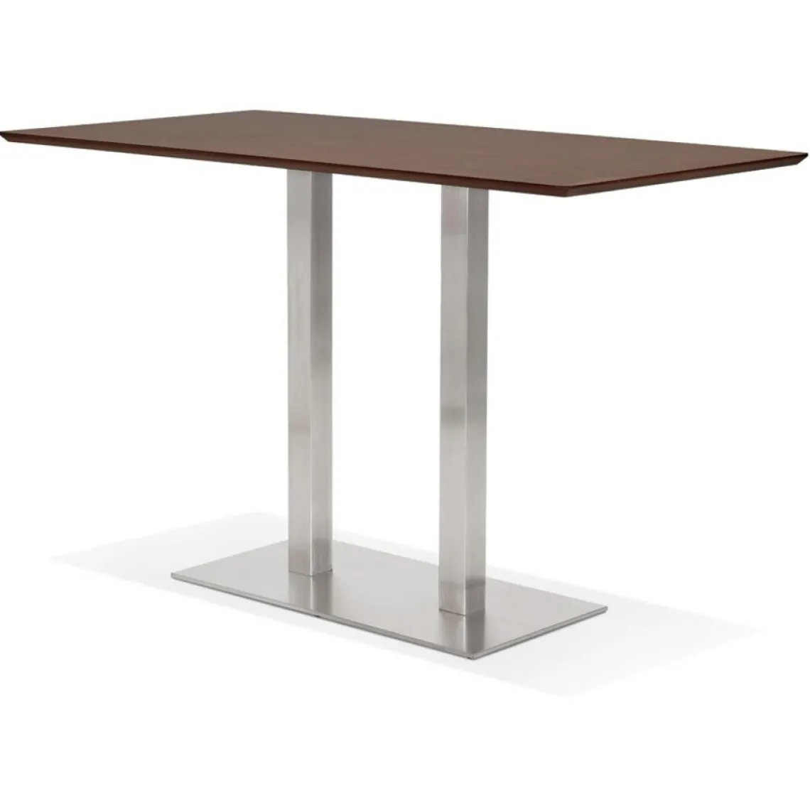 ALTEREGO Table haute design 'MAMBO BAR' en bois finition Noyer avec pied en métal New