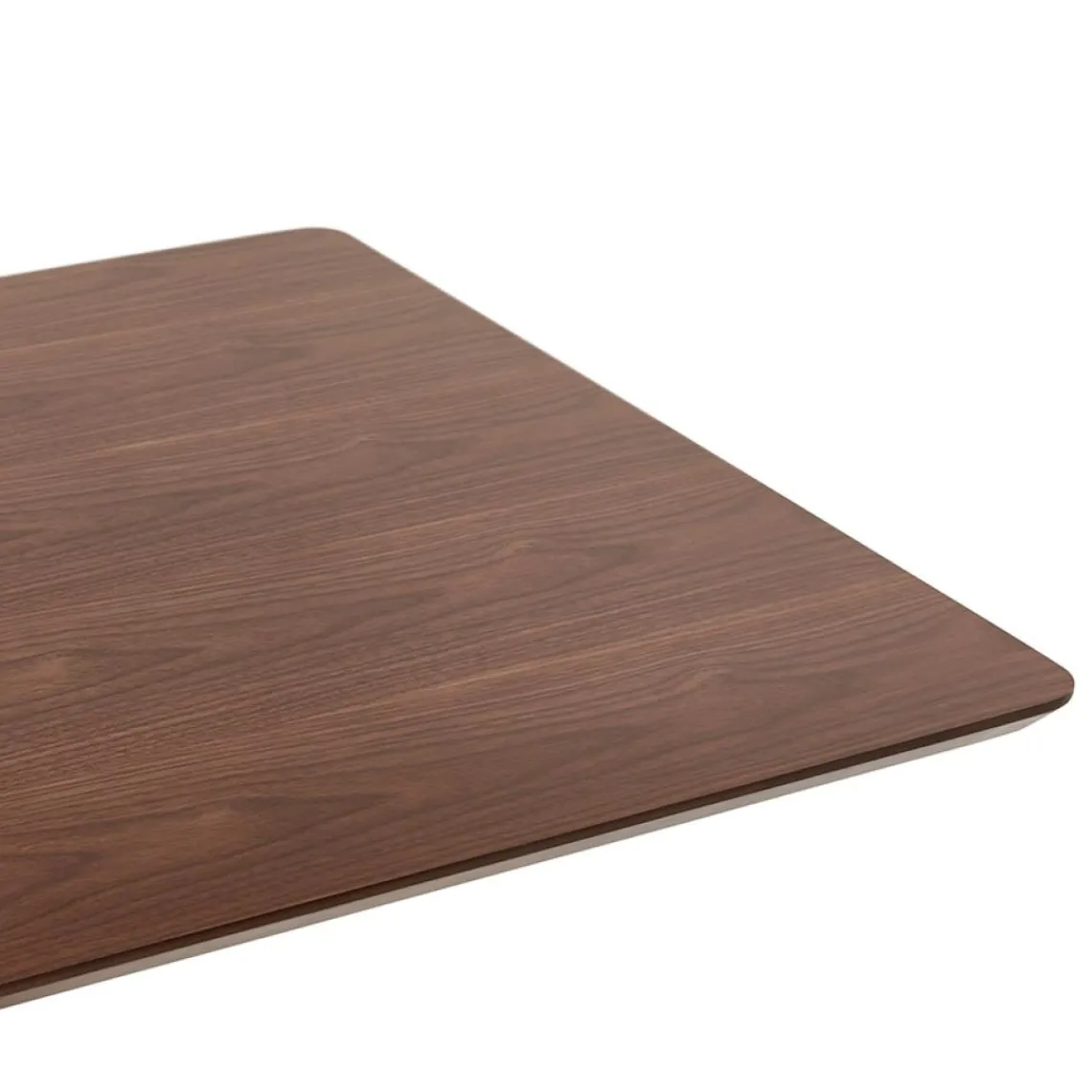 ALTEREGO Table haute design 'MAMBO BAR' en bois finition Noyer avec pied en métal brossé Hot