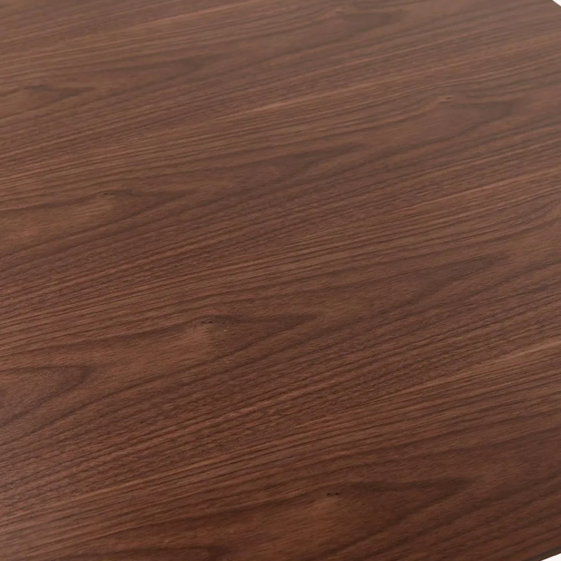 ALTEREGO Table haute design 'MAMBO BAR' en bois finition Noyer avec pied en métal brossé Hot