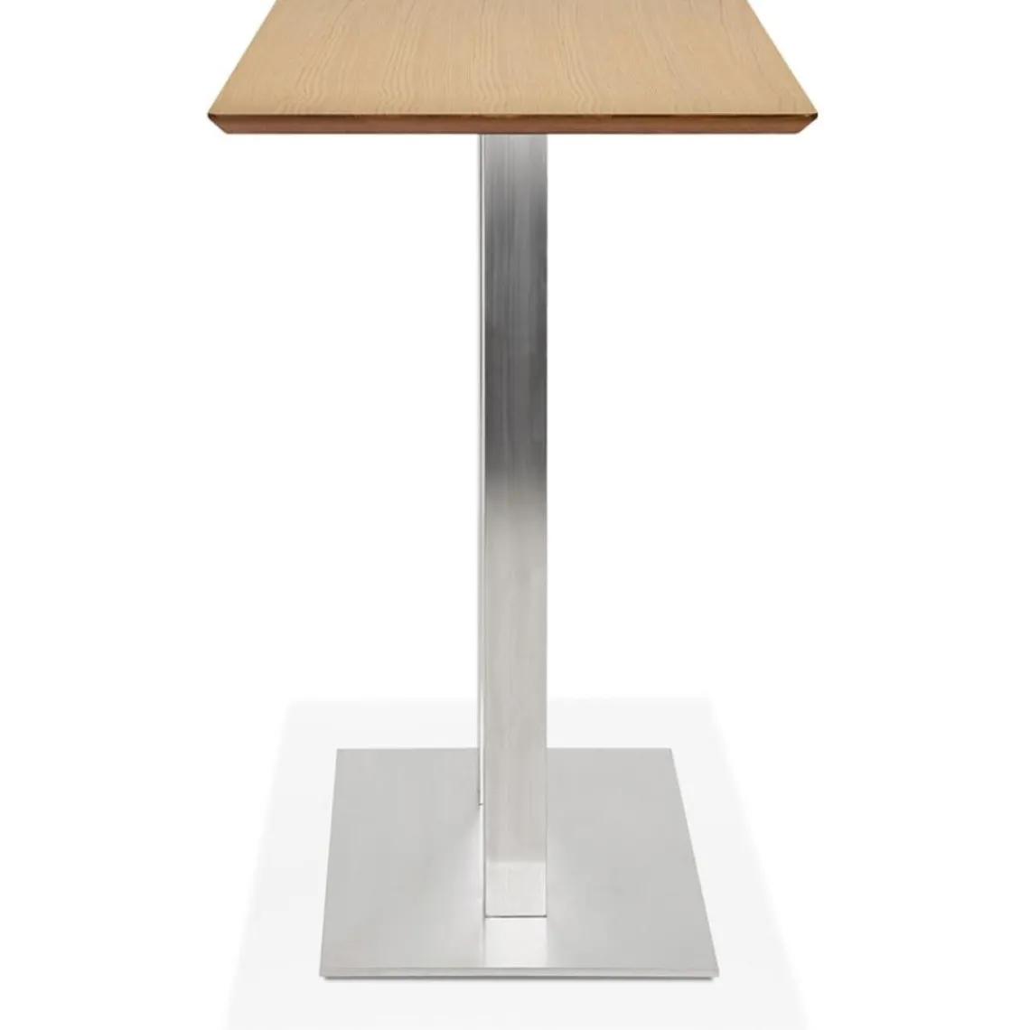 ALTEREGO Table haute design 'MAMBO BAR' en bois finition naturelle avec pied en métal brossé New