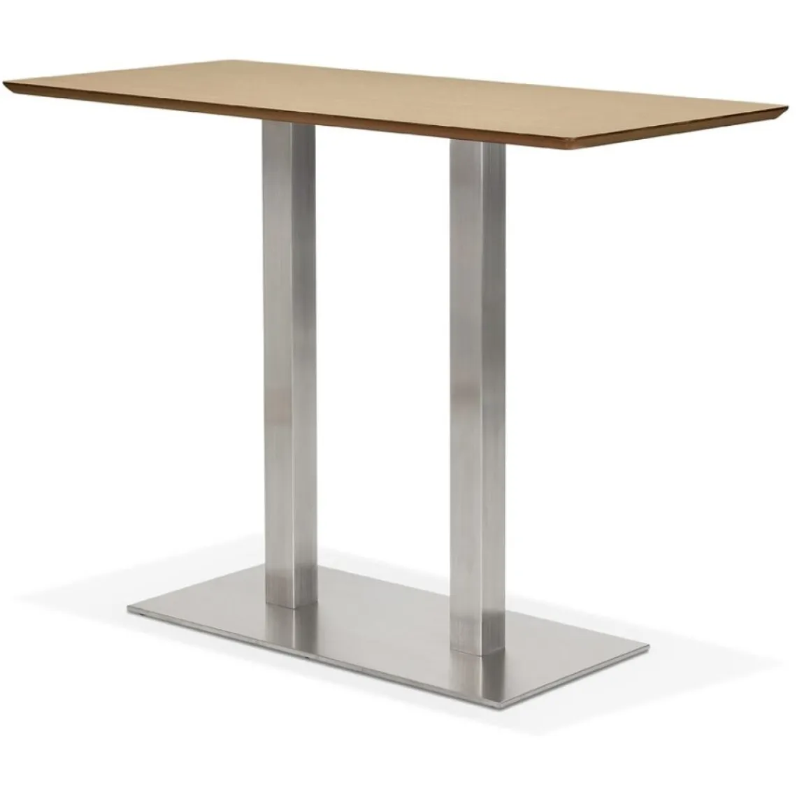 ALTEREGO Table haute design 'MAMBO BAR' en bois finition naturelle avec pied en métal brossé New