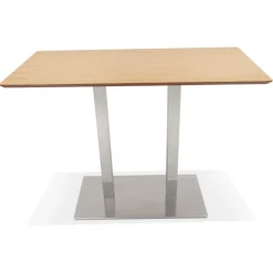 ALTEREGO Table haute design 'MAMBO BAR' en bois finition naturelle avec pied en métal brossé New