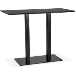 ALTEREGO Table haute design 'ZUMBA BAR' noire avec pied en métal noir New